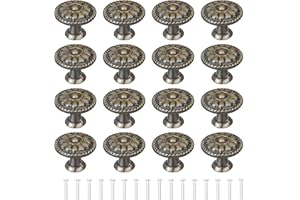 YEYIT Gałki meblowe z brązu, 16 sztuk, gałki do szafek, wzór kwiatowy, okrągłe uchwyty do szuflad, gałki meblowe, brązowe, gałki do komody, zestaw gałek do szafy, do mebli, kom