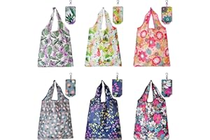 HIQU AND HIST 6 sztuk toreb na zakupy wielokrotnego użytku, 50 cm x 37 cm, składana, przyjazna dla środowiska, nadaje się do prania w pralce, przenośna, lekka, o dużej pojemności, do codziennych zakupów, Granatowy,