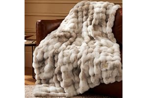 BEDSURE Gosig filt i fuskpäls, bubbelfilt – Tie Dye taupe, 150 x 200