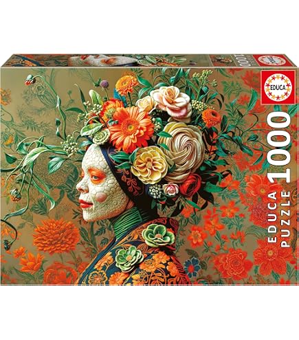 Educa - Puzzle 1000 pezzi Frida Kahlo - Giardino della Vita | Puzzle arte | Misura 48x68 cm | Include colla Fix | Per adulti 14+ (20176