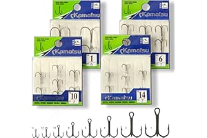 KAMATSU Treble Hooks Sport sizes 14 12 10 8 6 4 2 1 Black Sea Pike Zander Fishing