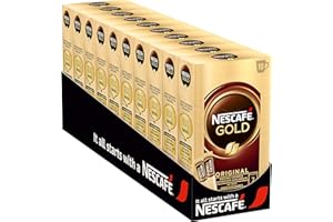 NESCAFÉ GOLD Original Getränkepulver-Sticks, löslicher Bohnenkaffee, Instant-Kaffee aus erlesenen Kaffeebohnen, koffeinhaltig, 10er Pack (10 x 10 Sticks à 2g)
