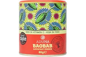 Aduna Organic Baobab Powder | 100% Natural Raw Baobab Superfruit Vitamin Powder for Smoothies | Certified FairWild | 80g Resealable and Recyclable Tub