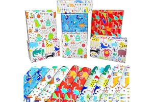 EDUNASS Papier Cadeau Anniversaire Garçon Fille Enfant,Papier Cadeau Dinosaure,Multicolore Papier Cadeau Enfant,Papier Cadeaux,Emballage de Cadeaux Papier Emballage Cadeau AnniversairePapier Demballage Cadeau
