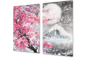 CONCEPT CRYSTAL Couvre-cuisinière à induction – Planche de cuisine en verre trempé – Couvre-plaques de cuisson – UNE PIÈCE (60x52 cm) ou DEUX PIÈCES (30x52 cm chacune); D13 Série D'art: Dessin 36