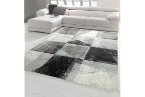 Matta dröm modern matta vardagsrum abstrakt rutmönster i grått grön antracit storlek 120 x 170 cm