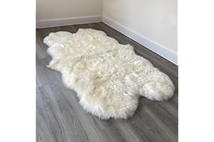SHEEPSKIN WORLD Arthur Cameron - Genuine Double-Fleece Sheepskin Rug with a Natural Suede Backing - Non-Allergenic, Extra Thick & Dense Wool with a Soft, Fluffy Texture