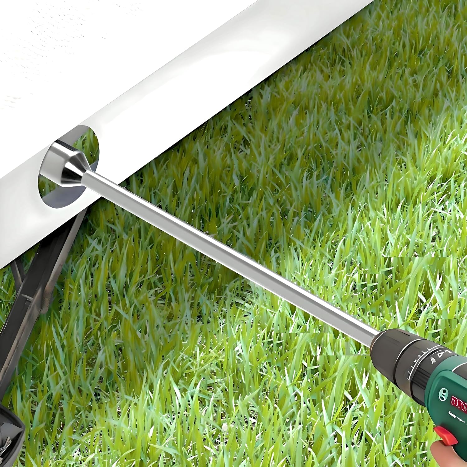 Double Dragon, 30cm Caravan Corner Steady Jack Leg Winder Drill Adaptor Attachment - 19mm Caravan Stand Jack Extension Socket Adapter, 19mm Socket, 30cm Hexagonal Shaft, For caravans and mobile homes