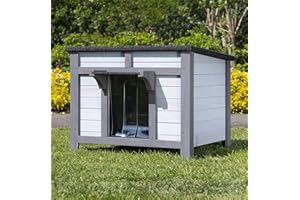 FEEL GOOD FeelGoodUK Large Wooden Hide House Cat Shelter Rabbit Guinea Pig Tortoise Shelter Shade Ducks Hide Hut 60 w x 50 d x 47 h Wooden Pet House (Grey, Large)