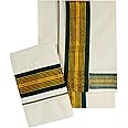 YETTALAN® Women's Kerala Traditional Cotton Set Mundu Cream Color with Fancy Border