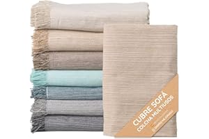 Jarapa Home Made with love Colcha Multiusos; Plaid Sofa, Manta Foulard, Cubre Cama, Foulard para Sofas de Algodón y Otras Fibras Acabado de Calidad Fabricado en España (Marrón Claro, 130x180 cm)