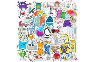 BRIC DODO 50 Stück Physik Biologie Aufkleber Laptop Telefon Gitarre Skateboard Motorrad Fahrrad Labor Vinyl Stickers Wasserdicht Ästhetisch Student Wissenschaftlich Aufkleber für Jugendliche Kinder Erwachsene