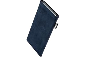 fitBAG Classic Blau Handytasche für Apple iPhone 17 Pro Tasche aus original Alcantara mit Microfaserinnenfutter | Hülle mit Reinigungsfunktion | Made in Germany