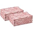 Encasa XO Dining Table Napkins Set of 12 I Size 45x45 cm I Floral Red Jacquard Style Print on Homespun Cotton I Fast Colours, Machine Washable