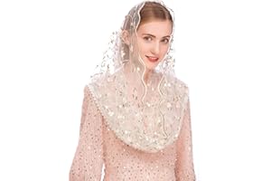 PAMOR Chapel Veils Mantilla Infinity Veil Latin Mass Little Flower Soft Embroidered Lace Head Covering Scarf