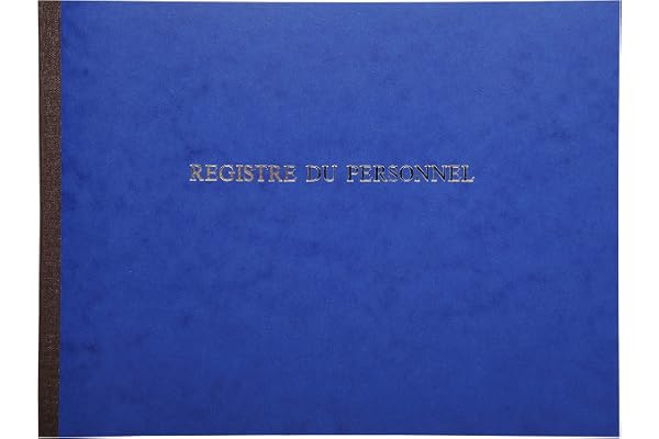 Le Dauphin - Réf. 310D - 1 REGISTRE DU PERSONNEL SALARIÉ ET STAGIAIRE - Couverture souple en carte lustrée - Format horizontal - Dimensions 24 x 32 cm - 52 pages - Coloris : bleu