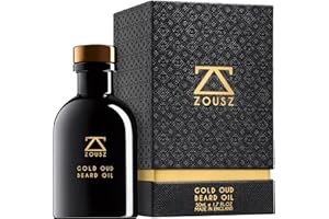 ZOUSZ Beard Oil For Men - Gold Oud Hypnotic Scent, Beard Growth & Conditioning With Natural & Organic Essential Oils – Softens & Moisturises, Luxury Men’s Gift – Vegan 50mL