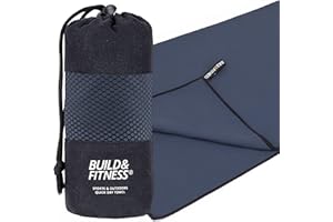 BUILD & FITNESS Asciugamano Palestra in Microfibra con Borsa da Viaggio – Asciugamano Microfibra Compatto, Super Assorbente, Leggero e ad Asciugatura Rapida – Perfetto come Telo Mare, Piscina, Palestra, Campeggio