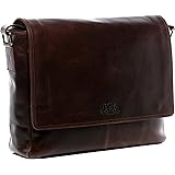 SID & VAIN Laptoptasche Messenger Bag echt Büffel-Leder Spencer groß Businesstasche 15 Zoll Laptop Umhängetasche Laptopfach L