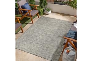 Jimri Tapis d'intérieur et d'extérieur Tapis résistant aux intempéries pour Balcon, terrasse, Jardin, salon, Cuisine Tapis de Sol Durable, résistant aux Rayons UV – Dimensions 140 x 200 cm, argenté
