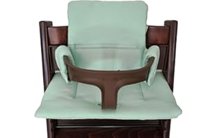 Shabany® High Chair Seat Cushion 100% Organic Cotton Classic Cushion Seat Cover High Chair Cushion 2-Piece Suitable for Stokke Tripp Trapp High Chair Machine Washable Easy Attachment