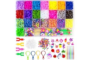 WONDERFORU Zestaw opasek krosno 6800+ gumowych taśm i krosno zestaw taśm skręcanych z haczykami i klipsami S, sztuka i rzemiosło przyjaźń zestaw do tworzenia bransoletek tkania krosno dla dzieci dziewcząt