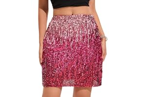 zffriction Sequin Skirt for Women Glitter Skirt Elastic Waist A Line Hip Skirt Sparkly Mini Skirt Rave Short Skirt Party Concerts Night Out Outfit