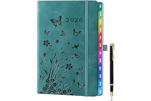 ‎HWXBEN Kalender 2026 A5 – Wochenkalender, Terminkalender, Wochentimer & Wochenplaner (Jan – Dez 2026), mit Monatsübersicht, Notizseiten, Kontaktseiten und Stift, Hardcover Buchkalender – Türkis