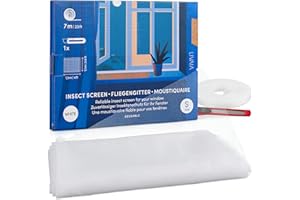 LIVAIA Fly Screen Window 110 x 130 cm Net Insect Screen Window White Small - Mosquito Net Window with Strap, Mosquito net