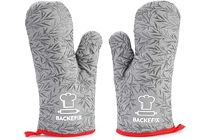 ‎BACKEFIX Backefix Ofenhandschuh Paar mit Silikonstreifen, König* der Backofenhandschuhe hitzebeständig vom Qualitätshersteller | Darauf achten beim Kauf | Topfhandschuhe, Kochhandschuhe, Backhandschuhe, grau