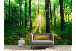 Oedim Fotomural Vinilo Adhesivo Bosque Verde, 200x150cm, Vinilo Adhesivo Decorativo para Habitaciones, decoración para Paredes.