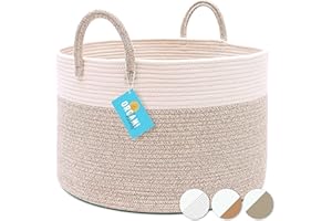 OrganiHaus Toy Storage Basket for Kids | Woven Rope Basket for Storage | Nursery Laundry Basket w/Handles | Large Toy Storage Baskets | Baby Washing Basket | Towel Basket | Blanket Basket 50x33cm