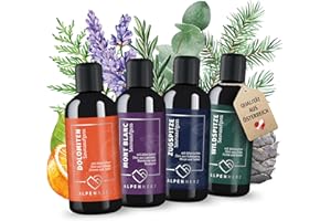 ‎ALPENHERZ Alpenherz Saunaaufguss Set - 100% naturrein 4x 100ml mit ätherische Öle aus Lavendelöl, Eukalyptusöl, Zirbenöl & Minze Saunadüfte Aufgussmittel Saunaöl Sauna Zubehör Saunaduft Aufguss Geschenkset