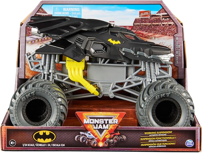 Monster Jam, Official Batmobile Monster Jam Truck, Metal Injection Moulded Vehicle for Playing and Collecting in 1:24 Scale