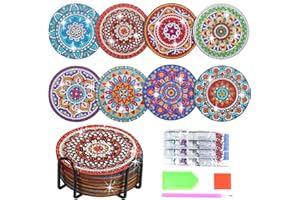 ANZRLE 8 STK Diamond Painting Untersetzer mit Halter, Diamond Art Painting, Erwachsene, Diamant-Malsets, DIY-Mandala-Untersetzer zum Basteln Erwachsene