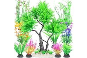 ‎BORLECH Borlech Aquarium Deko Künstliche Kunststoff Pflanzen, Kleine Plastikpflanze Unecht Baum Dekoration Zubehör für Aquarium (Grün)