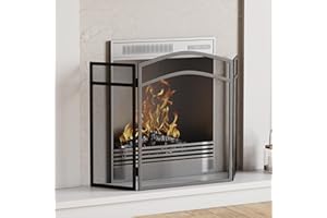 Fire Vida Milton Fire Screen Spark Guard Arched, Metal, Black