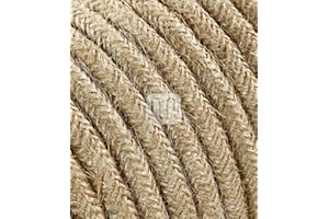 MERLOTTI Câble électrique recouvert de Tissu coloré. Fabriqué en Italie. 3 m 2x0, 75 Couleur : Toile Juta