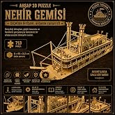 AlgWoodDesign Nehir Gemisi Ahşap Maket Seti 713 Par&ccedil;a &ndash; DIY 3D Puzzle Mississippi Buharlı Gemi Koleksiyoner Modeli