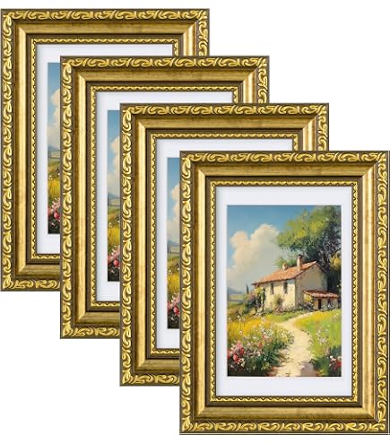 6 Stück Vintage Bilderrahmen Aus Kunstharz – Retro Barock-Rahmen Mit Aufhängeseil Für Wand & Weihnachtsbaum