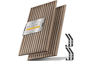 TRESKO 2 paneles acústicos de madera de 120 x 60 cm, incluye 4 ganchos para ropa, revestimiento de pared de roble natural como pared de listones 3D, paneles de madera para aislamiento acústico