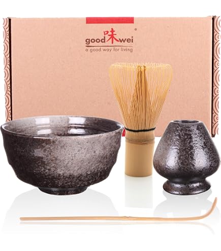 Kit Matcha Complet GLOSKIN - Bol Céramique, Fouet Bambou, Cuillère, Brosse - Rituel Thé Japonais Authentique