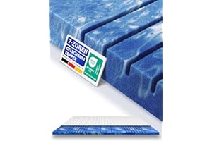 ‎AM QUALITÄTSMATRATZEN 8 cm hoch - 7-Zonen Deluxe Gelschaum-Topper 160x200cm mit RG 50 - Hochwertiger Lyocell-Bezug - Antirutschfunktion - Umlaufendes Klimaband - Gel-Topper 160x200 8cm