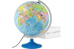 Q atmosphere® Solid Scout 30 - Kinder-Globus - beleuchteter 30cm Globus mit stabilem, drehbarem Standfuß, deutsches Kartenbild mit vielen Abbildungen für Kinder und Jugendliche inkl. Infoheft, LED