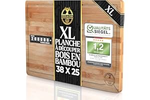 Deer & Oak Planche a Decouper Bois Bambou 38 x 25 x 2 cm, pour découper la viande ou les légumes – Planche à Découper Professionnelle - Bois pré-huilé, traité et esthétique