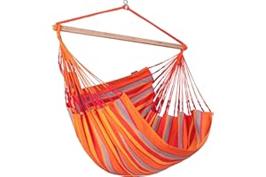 La Siesta® Domingo - Chaise Hamac Confort Intempéries, Fibre Fonctionnelle, Fabrication Kolumbien, Grande Surface, Stabilisateur Bambou, Relaxation en Plein Air - Toucan, Kingsize