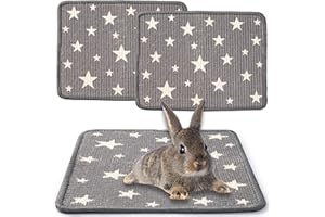 JanYoo 2pcs Rabbit Scratcher Mat Natural Sisal Bunny Scratch Pads Scratching Rug Bunny Resting Mats for Cages, Small Animal Claws and Teeth Care Bedding Accessories for Guinea Pig(40 × 30CM,Star)