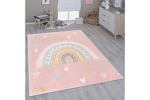 Paco Home Alfombra Infantil Habitación Infantil Niña Niño Varios Estampados Y Tamaños, tamaño:80x150 cm, Color:Rosa Blanco