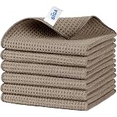 MR.SIGA Reusable Microfiber Cleaning Cloths, Ultra Soft Microfiber Cleaning Cloths for Kitchen, 6 Pack, Sand Brown, 32 x 32 c