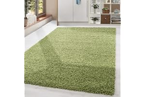 ‎HOMEBYHOME HomebyHome Shaggy Teppich Wohnzimmer 120 x 170 cm - Shaggy Teppich Hochflor Grün Extra Weich und Flauschig - Waschbarer Langflor Teppiche für Schlafzimmer, Küche, Flur - Carpet, Halı, Kilim